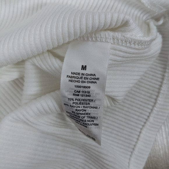 Dynamite Ribbed White Shirt Elbow Sleeves Medium - Picture 4 of 5